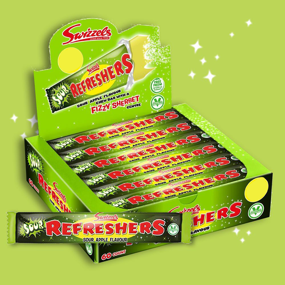 Box of 60 – Swizzels Refreshers Sour Apple Chew Bars