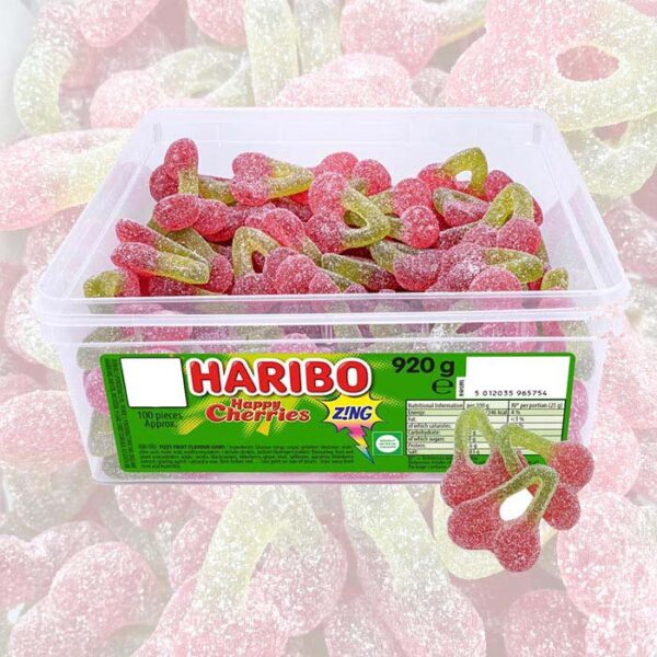 Haribo Happy Fizzy Cherries Tub 690g
