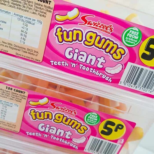 Swizzels Fun Gums Giant Teeth & Toothbrushes Tub