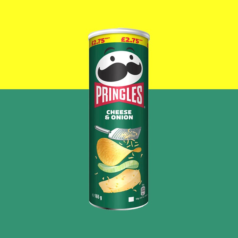 1x Pringles Cheese & Onion Crisps Can 165g