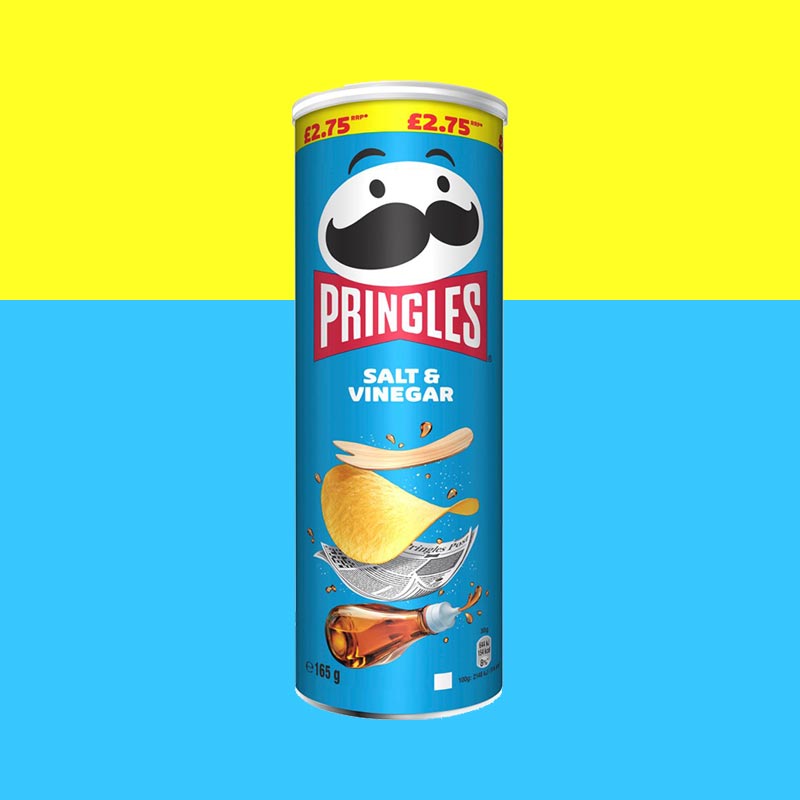 1x Pringles Salt & Vinegar Crisps Can 165g