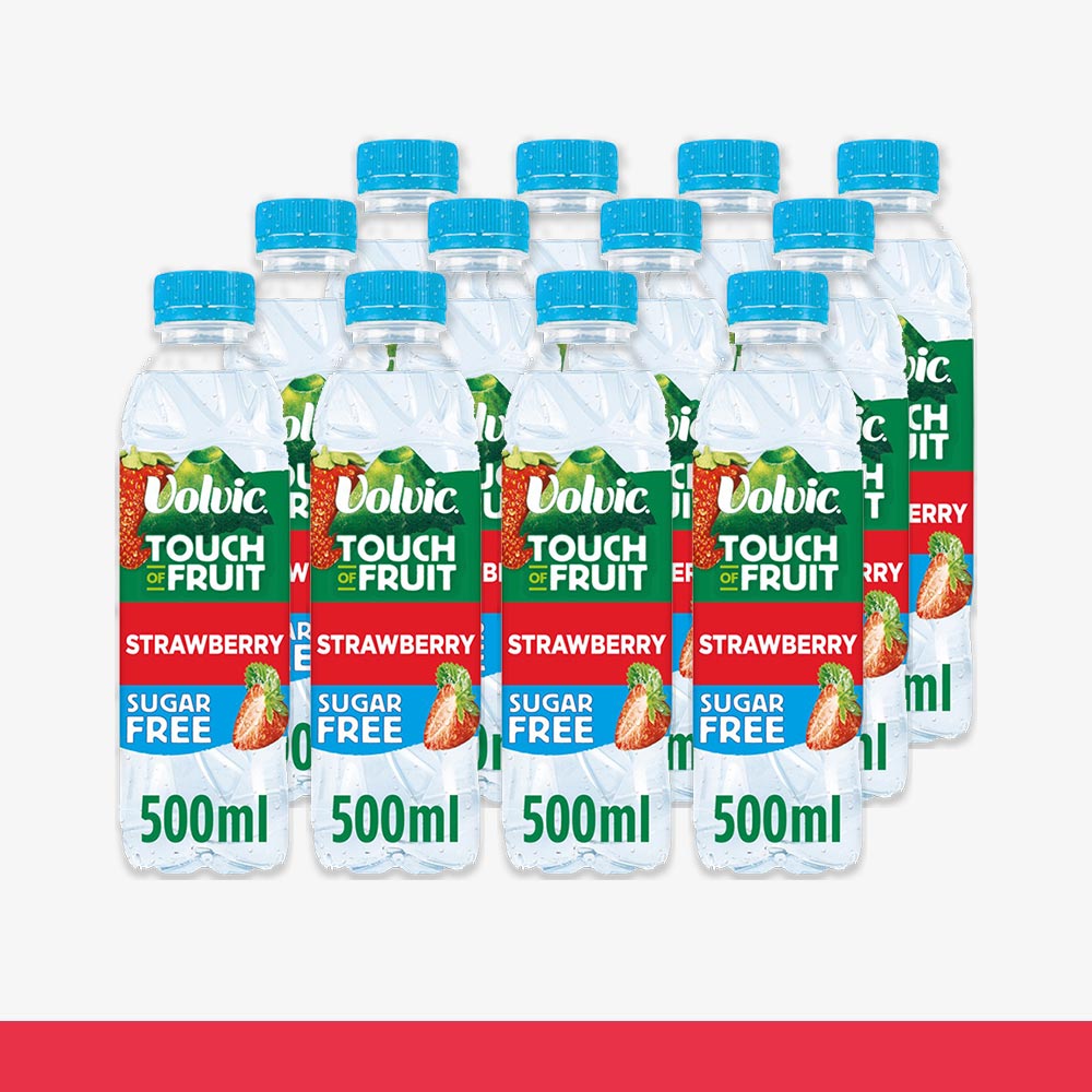 12x Volvic Touch of Fruit Sugar Free Strawberry Flavoured Water 500ml