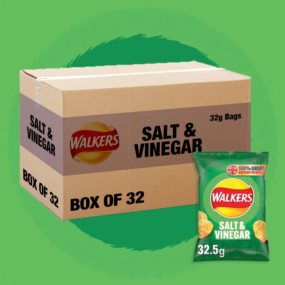32x Walkers Salt & Vinegar 32.5g