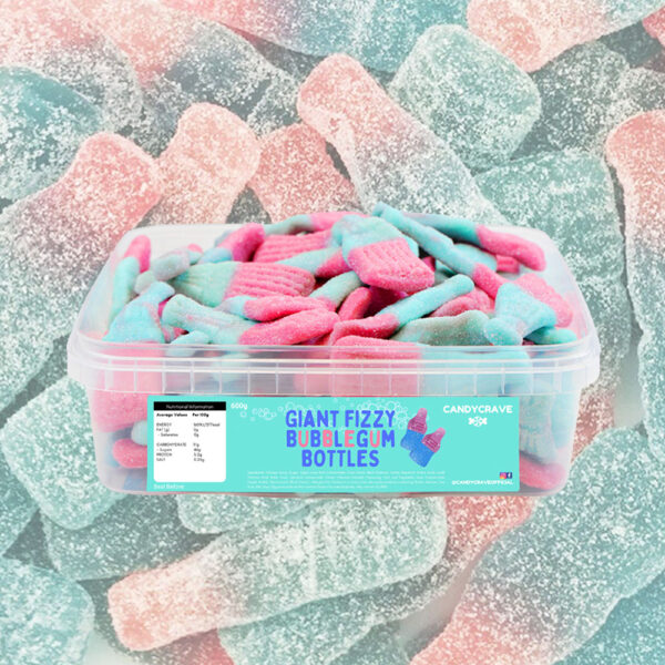 Candycrave Giant Fizzy Bubblegum Bottles Tub 600g