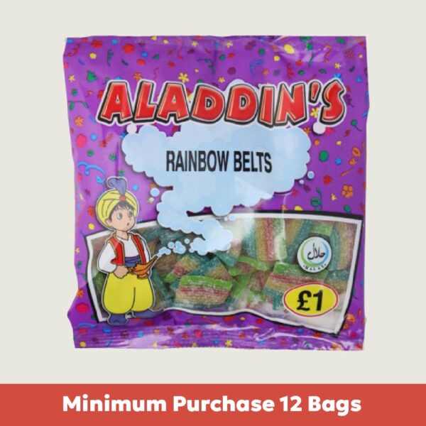 Aladdin's Fizzy Rainbow Belts 100g x12