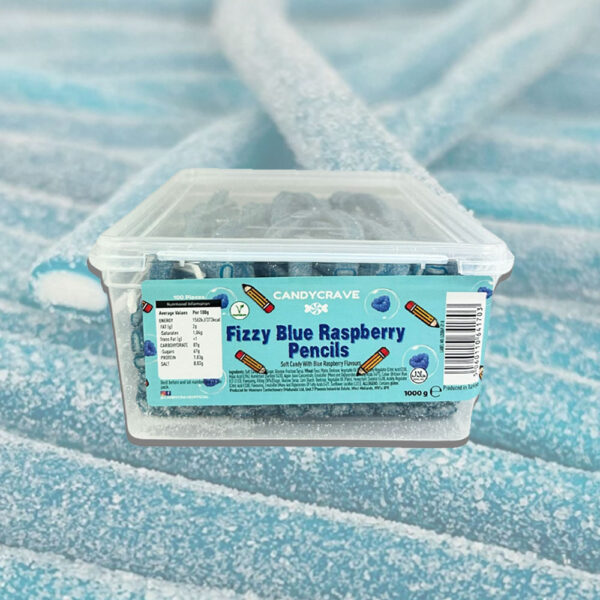 Candycrave Sour Blue Raspberry Pencils Tub 100 Count