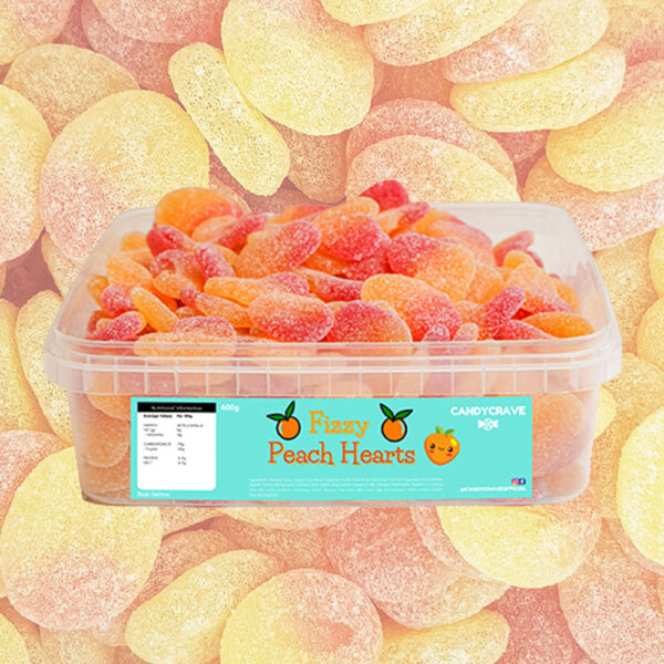Candycrave Fizzy Peach Hearts Tub 600g