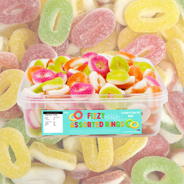 Candycrave Fizzy Assorted Rings Tub 600g