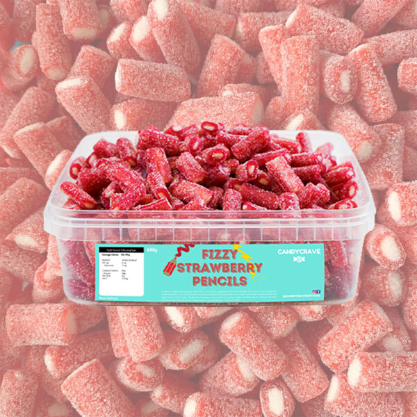 Candycrave Fizzy Strawberry Pencils Tub 600g