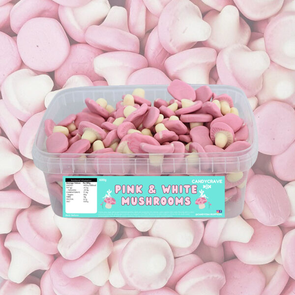 Candycrave Pink & White Mushrooms Tub 600g