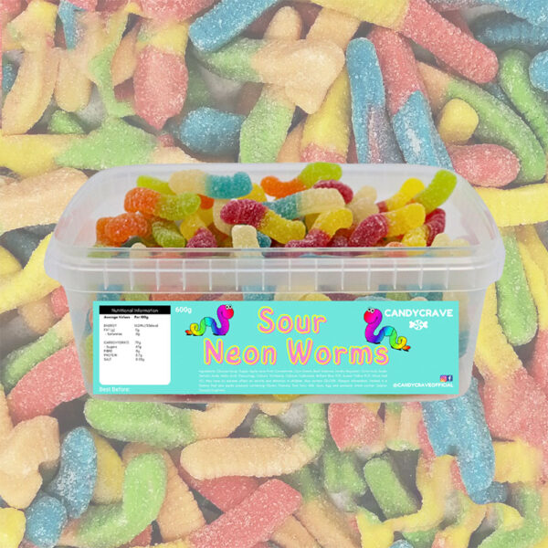 Candycrave Sour Neon Worms Tub 600g