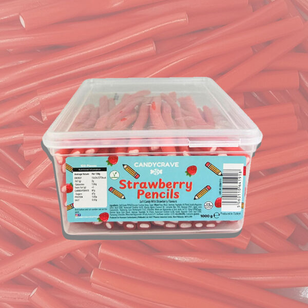Candycrave Strawberry Pencils Tub 100 Count
