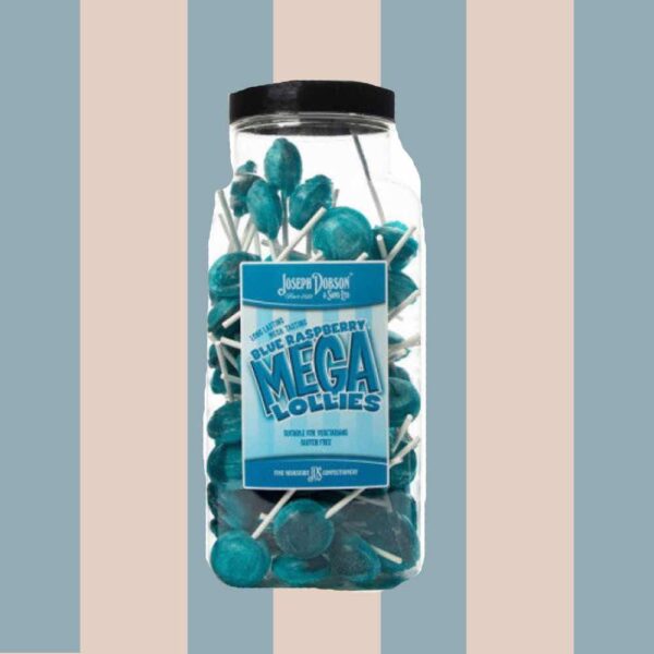 Joseph Dobson Blue Raspberry Mega Lollies 90 Count Jar