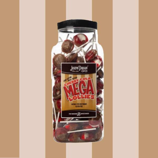 Joseph Dobson Cherry Cola Mega Lollies 90 Count Jar