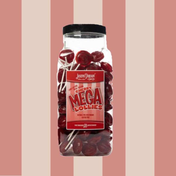 Joseph Dobson Cherry Mega Lollies 90 Count Jar