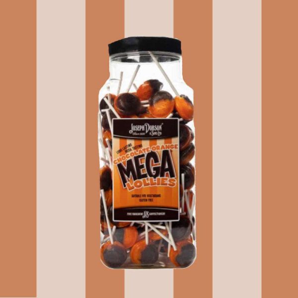 Joseph Dobson Chocolate Orange Mega Lollies 90 Count Jar