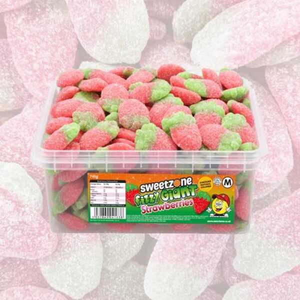 Sweetzone Fizzy Giant Strawberries Tub 741g
