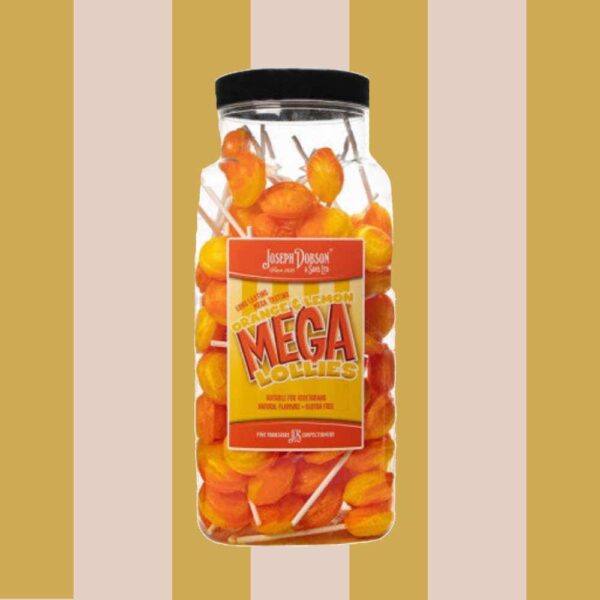 Joseph Dobson Orange & Lemon Mega Lollies 90 Count Jar