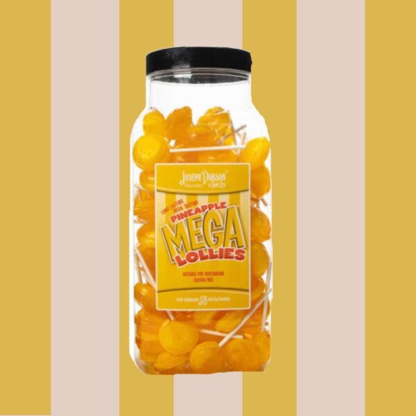 Joseph Dobson Pineapple Mega Lollies 90 Count Jar