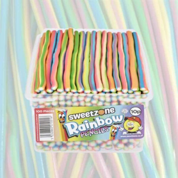 Sweetzone Halal Rainbow Pencils Tub 100 Count