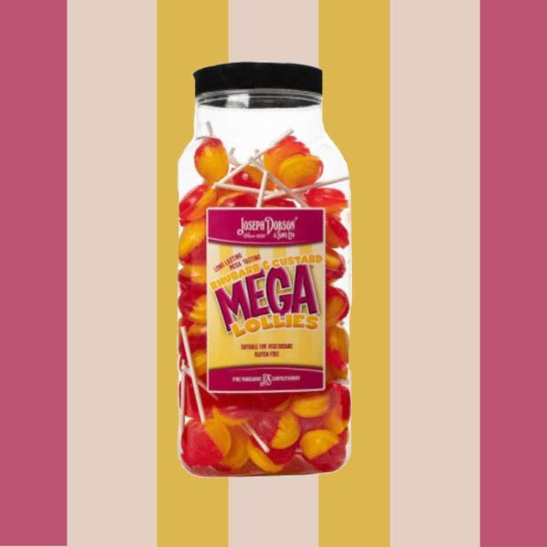 Joseph Dobson Rhubarb & Custard Mega Lollies 90 Count Jar