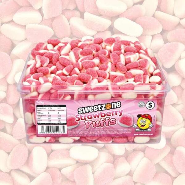 Sweetzone Strawberry Puffs Tub 740g