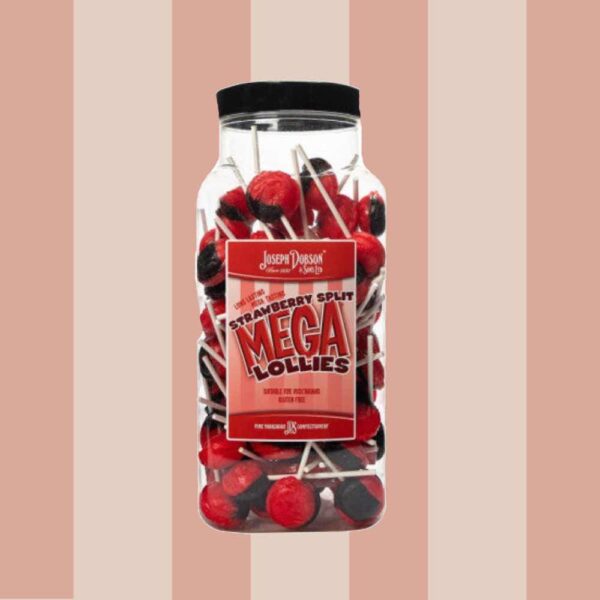 Joseph Dobson Strawberry Split Mega Lollies 90 Count Jar