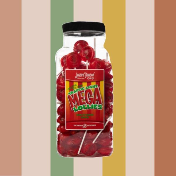 Joseph Dobson Traffic Light Mega Lollies 90 Count Jar