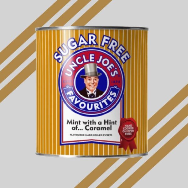 Uncle Joes Mint Balls Caramel Sugar Free Tin 120g