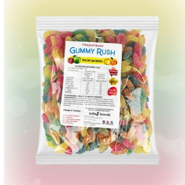 Gummy Rush Fizzy Neon Worms 1kg