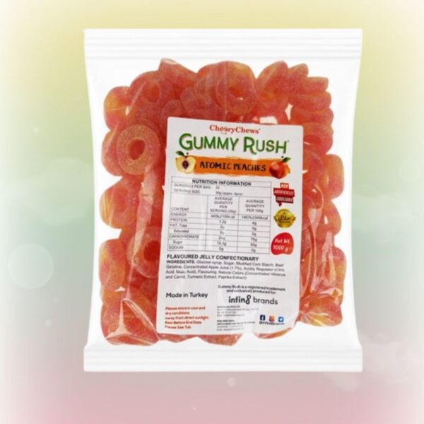 Gummy Rush Fizzy Peach Rings 1kg