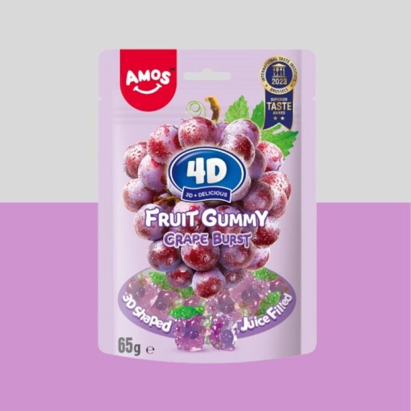 Amos 4D Fruit Gummy Grape Burst 65g x12
