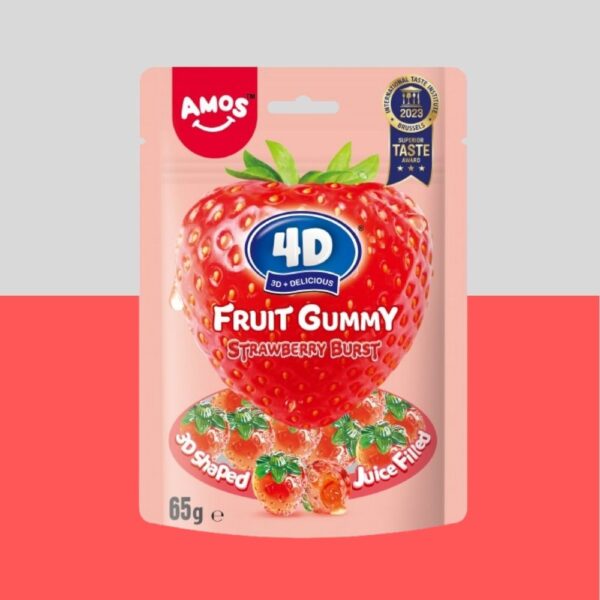 Amos 4D Fruit Gummy Strawberry Burst 65g x12