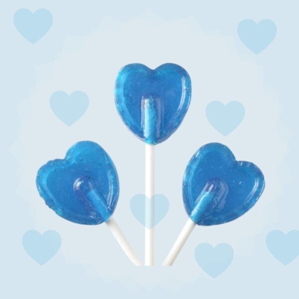 Blue Raspberry Heart Lollipops 1kg