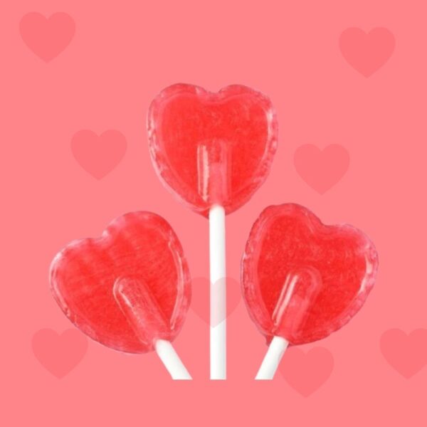 Cherry Heart Lollipops 1kg