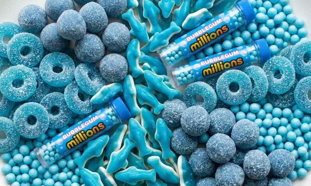 mixture of blue sweets