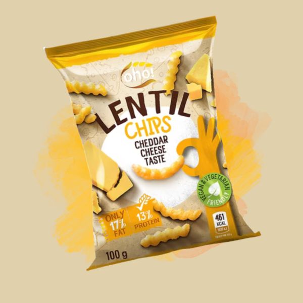 Oho! Lentil Chips Cheddar Cheese 100g x23