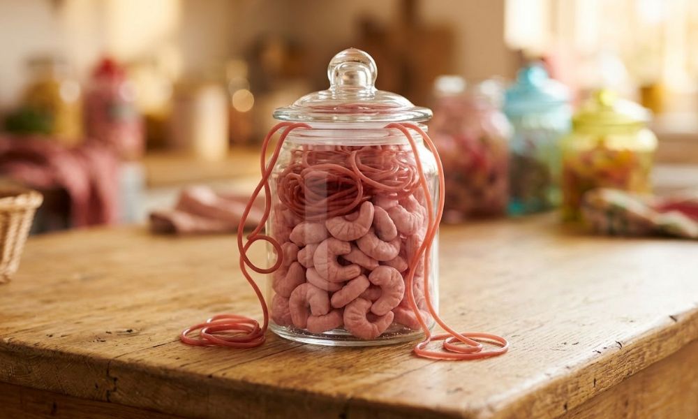 jar of pink sweets